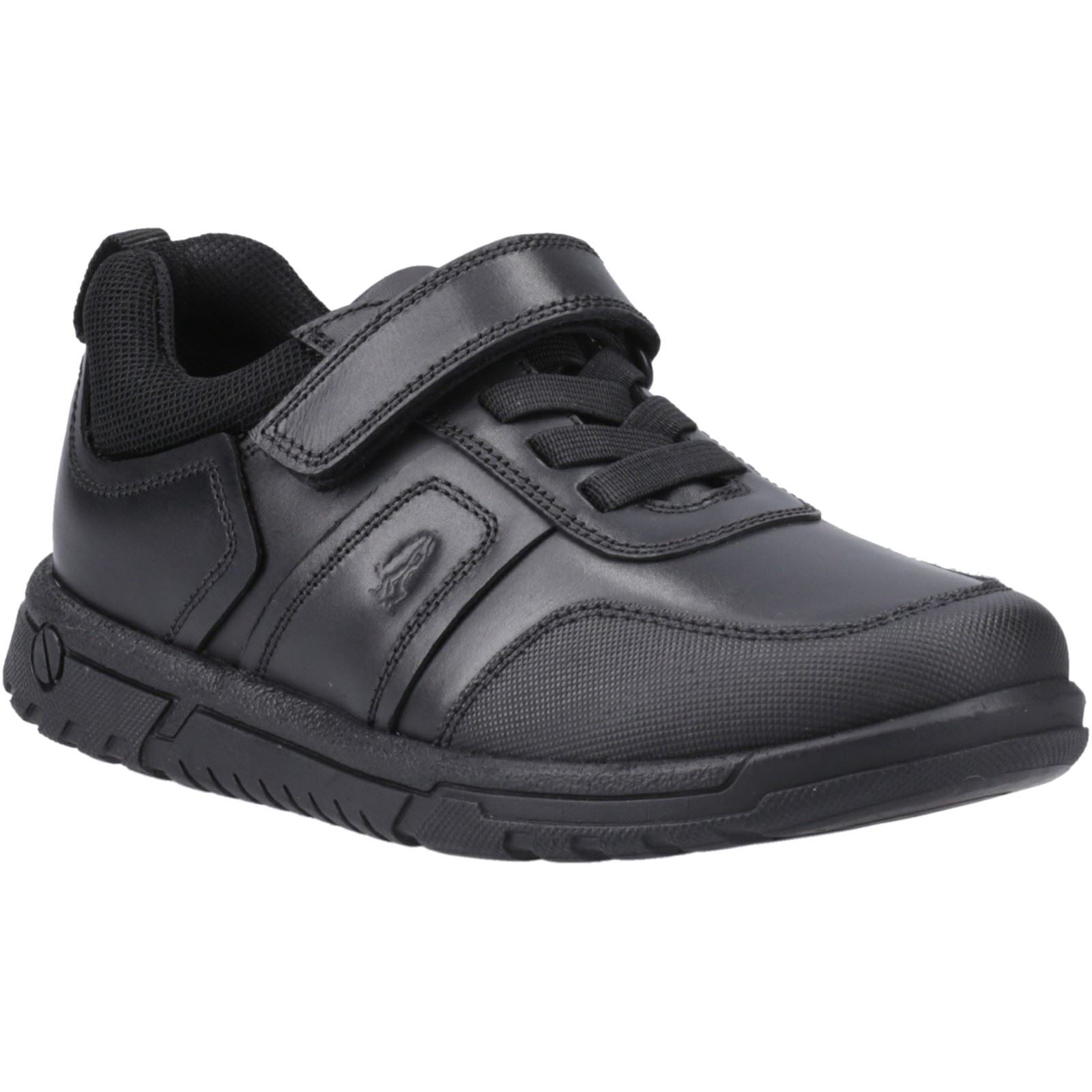 Hush Puppies Sutton Bungee Leather Junior Black Lace-Up Shoes
