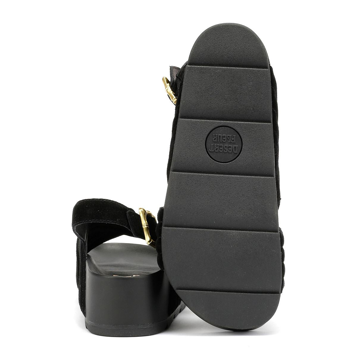 Desert Fleur Sparks Suede Women's Black Sandals