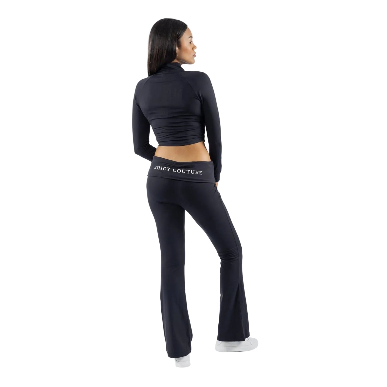 Juicy Couture Roll Down Flare Nylon Women's Black Track Pants