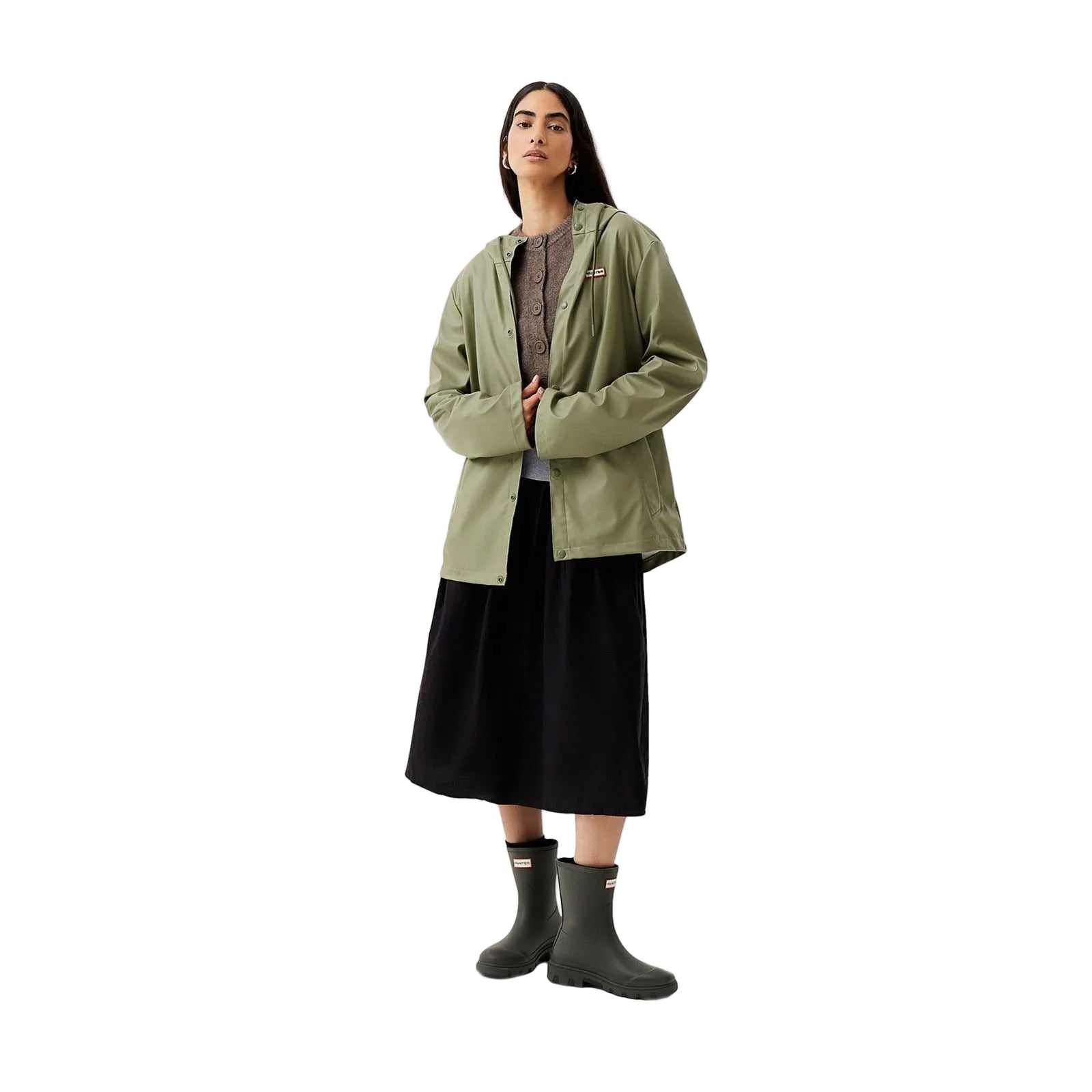 Hunter Izzy Hooded Green Jacket