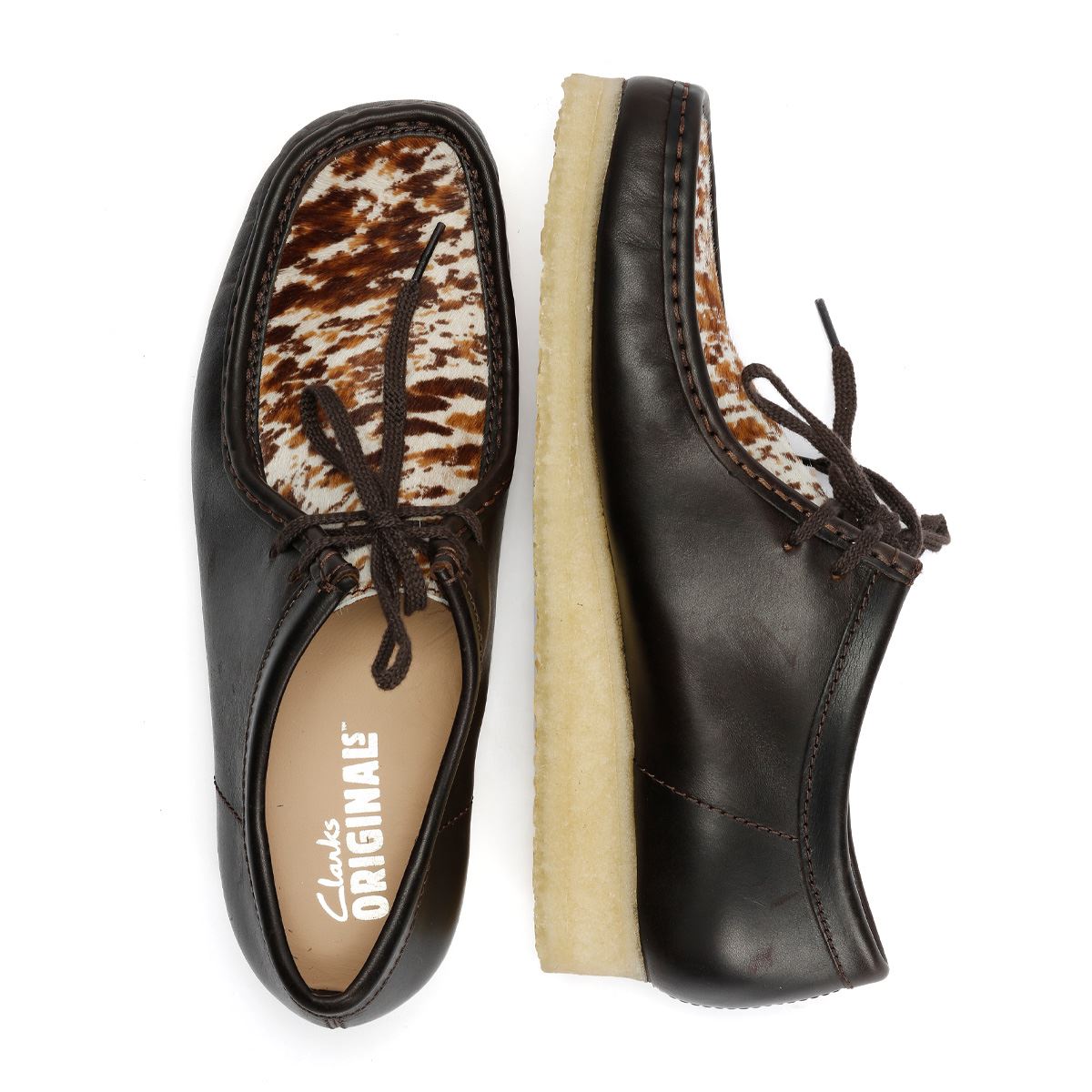 超美品✨レア Clarks Torhill Wallabee Cow 28 Clarks Originals Wallabee Cow Print Leather Men's Brown