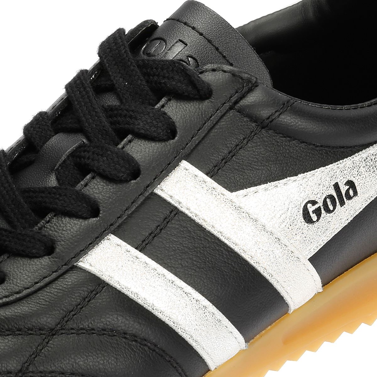Gola Stadium Leather Women's Black/Silver Trainers