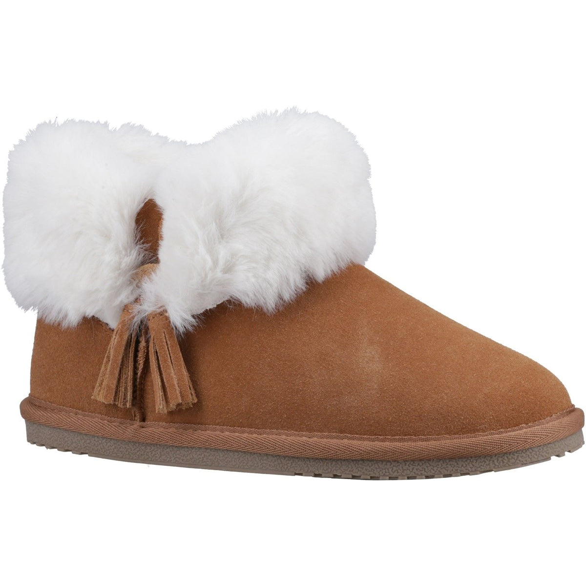 Hush Puppies Ayana Suede And Faux Fur Women's Tan Slippers