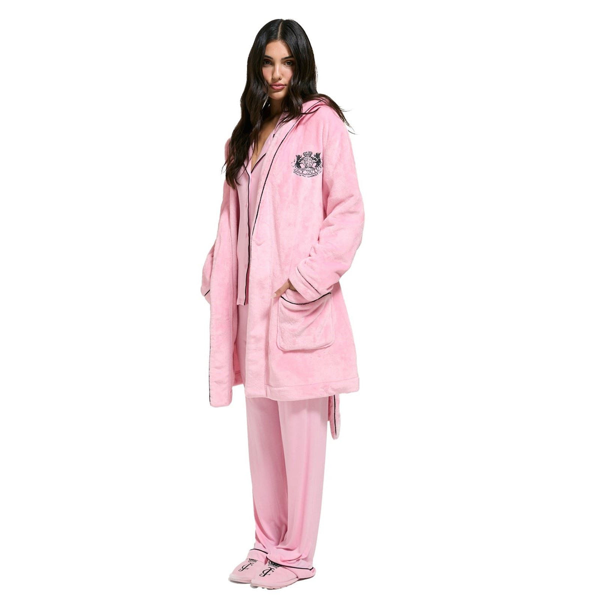 Juicy Couture Crest Robe Polyester Women's Pink Loungewear Robe