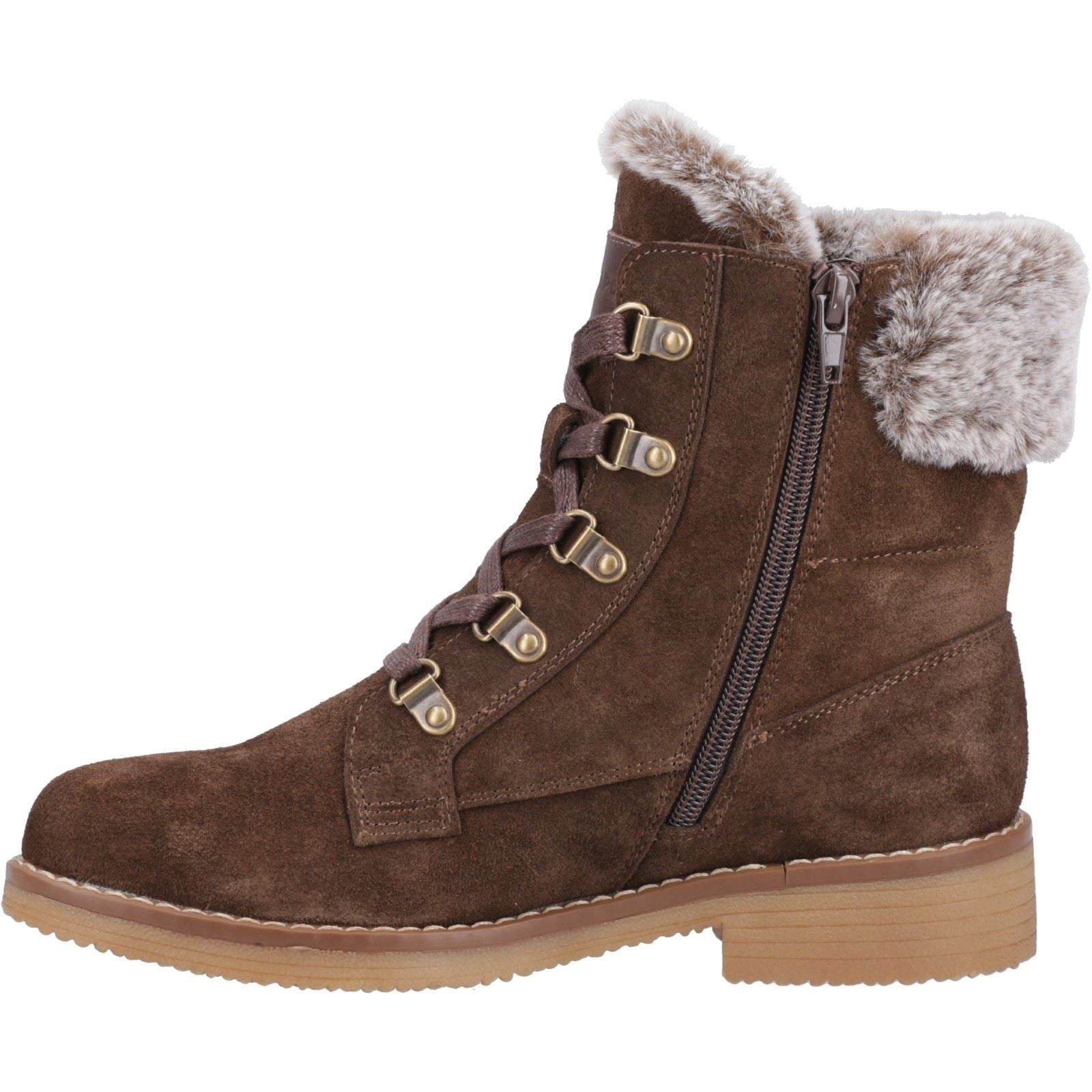Hush Puppies Florence Suede Women's Chocolate Wide Fit Winter Ankle Boots