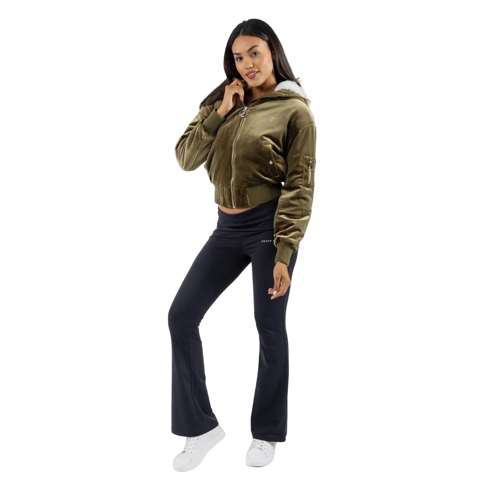 Juicy Couture Fur Rydell Women's Green Bomber Jacket