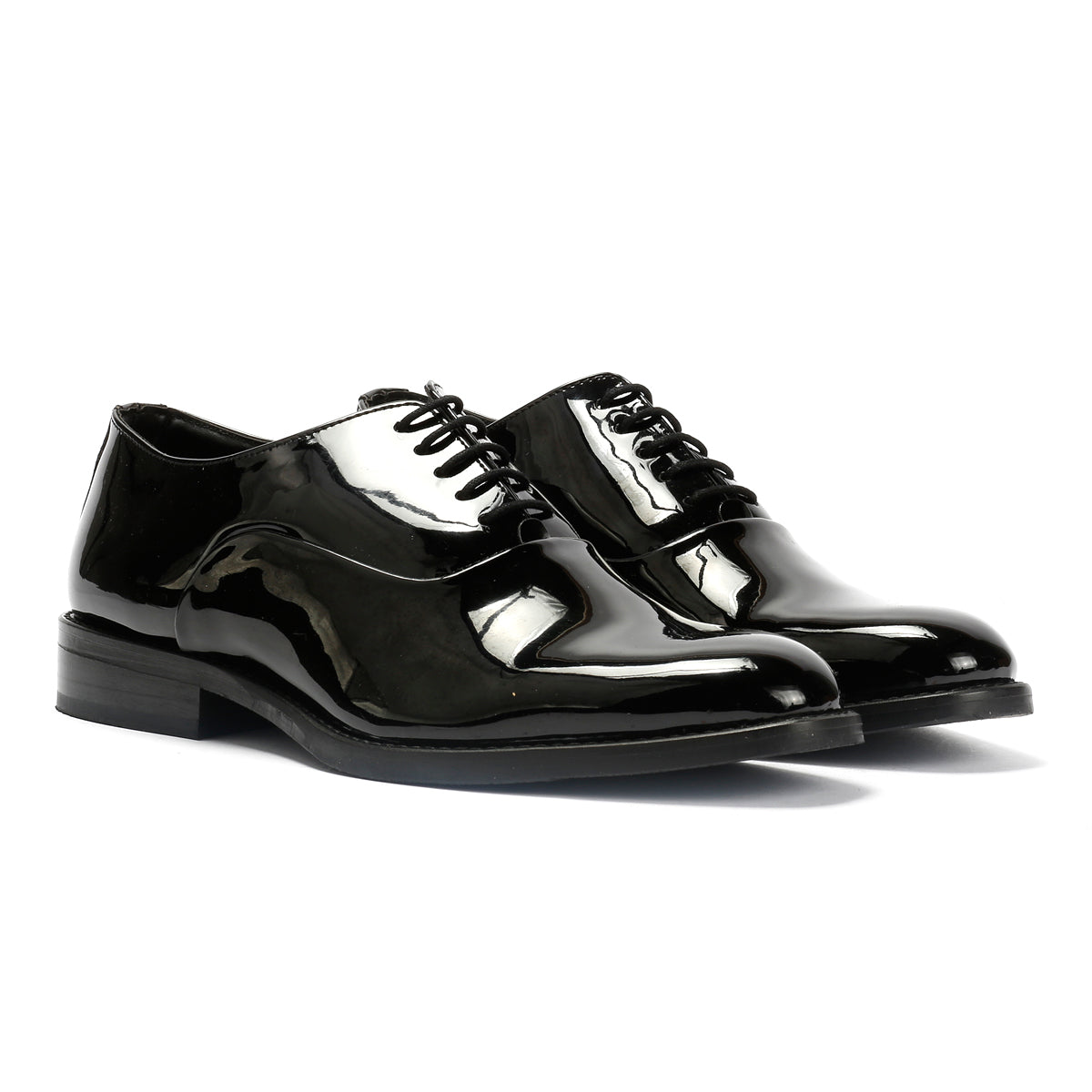 Antique Rogue Thorne Patent PU Leather Men's Black Lace-Up Shoes