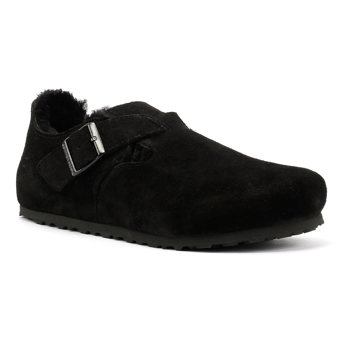 Birkenstock London Shearling Suede Black Shoes