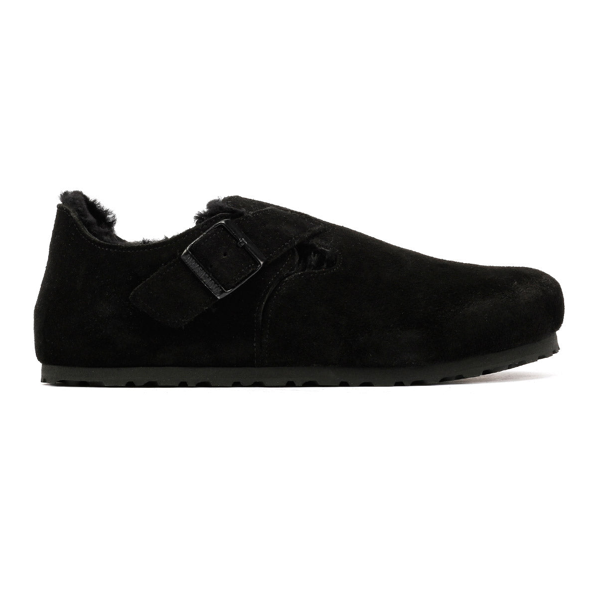 Birkenstock London Shearling Suede Black Shoes