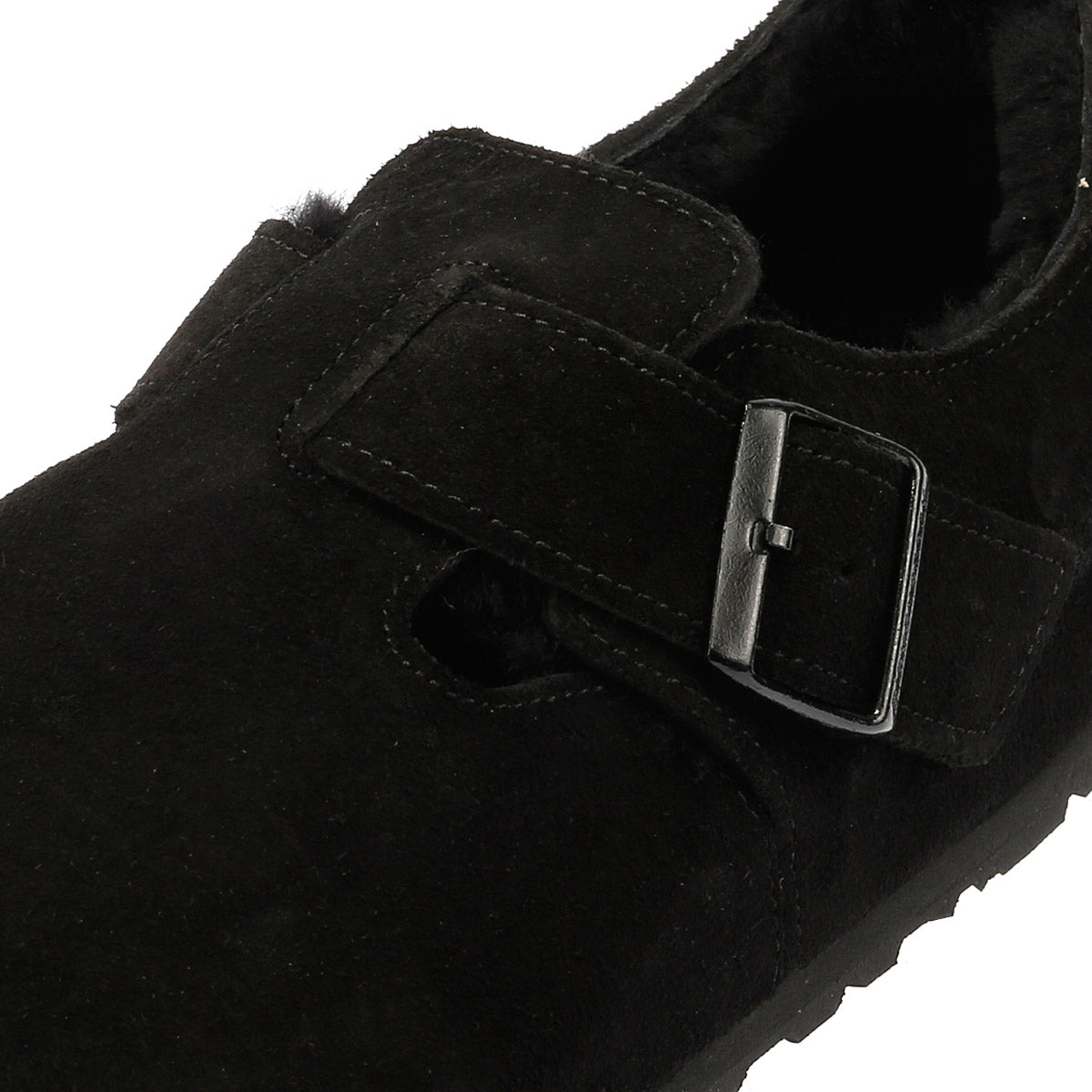Birkenstock London Shearling Suede Black Shoes