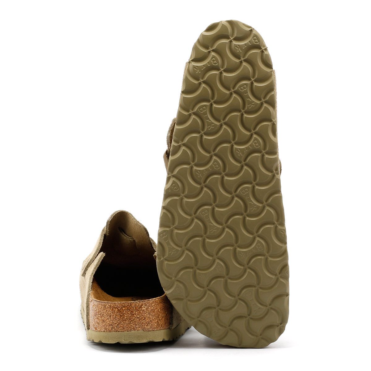 Birkenstock Boston Khaki Suede Faded Grey Clogs