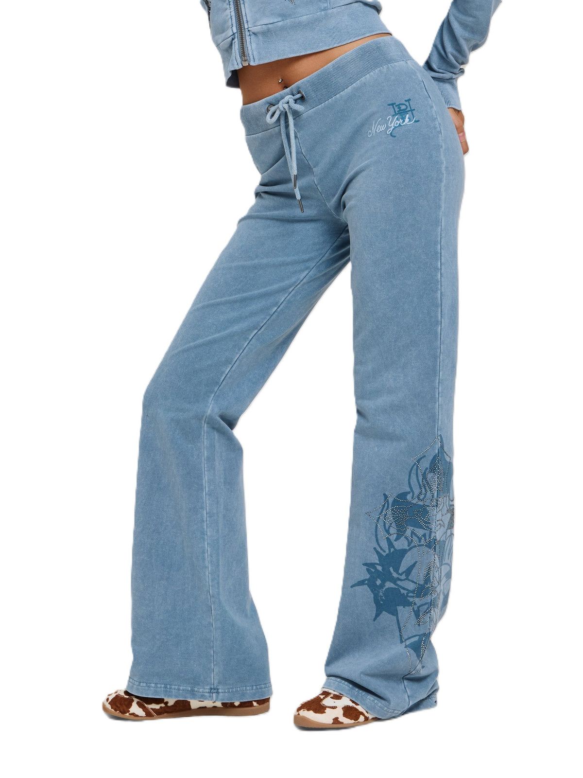 Ed Hardy Cross and Thorn Flared Women's Blue Joggers