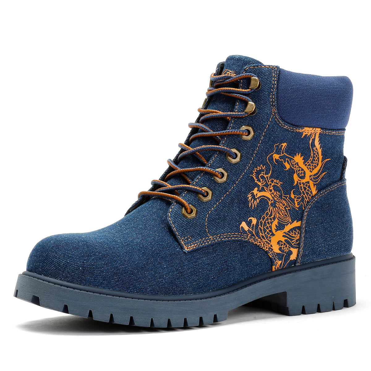 Ed Hardy Dancing Dragon Denim Men's Indigo Boots