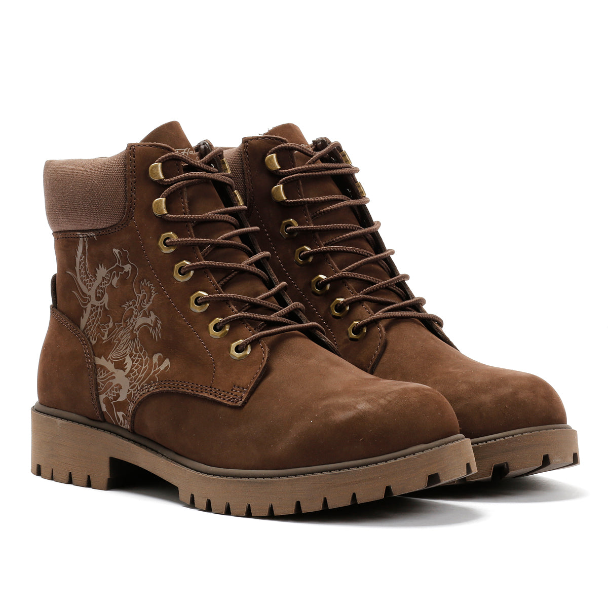 Ed Hardy Dancing Dragon Nubuck Men's Brown Boots