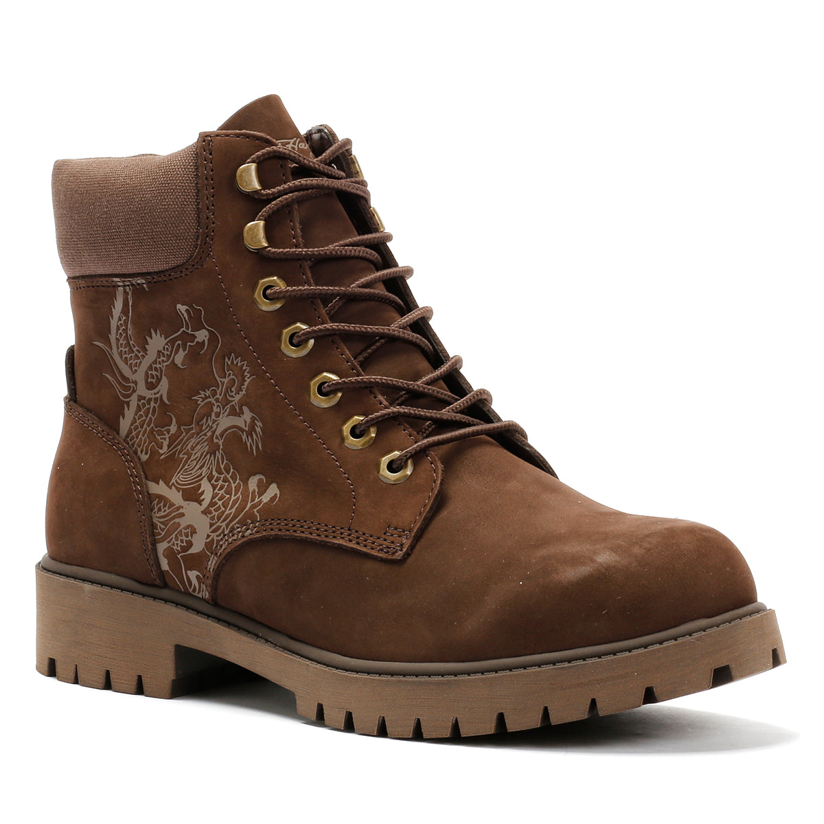 Ed Hardy Dancing Dragon Nubuck Men's Brown Boots