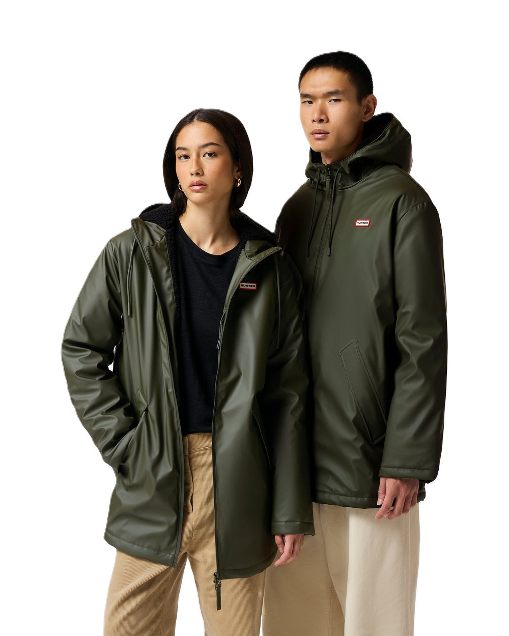 Hunter Short Cocoon Cloak Unisex Green Rain Jacket
