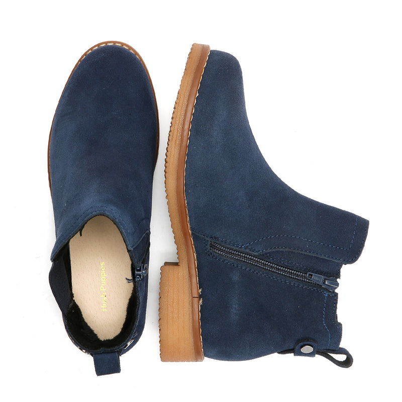 Hush Puppies Maddy Wide Suede Women's Navy Flat Chelsea Boots