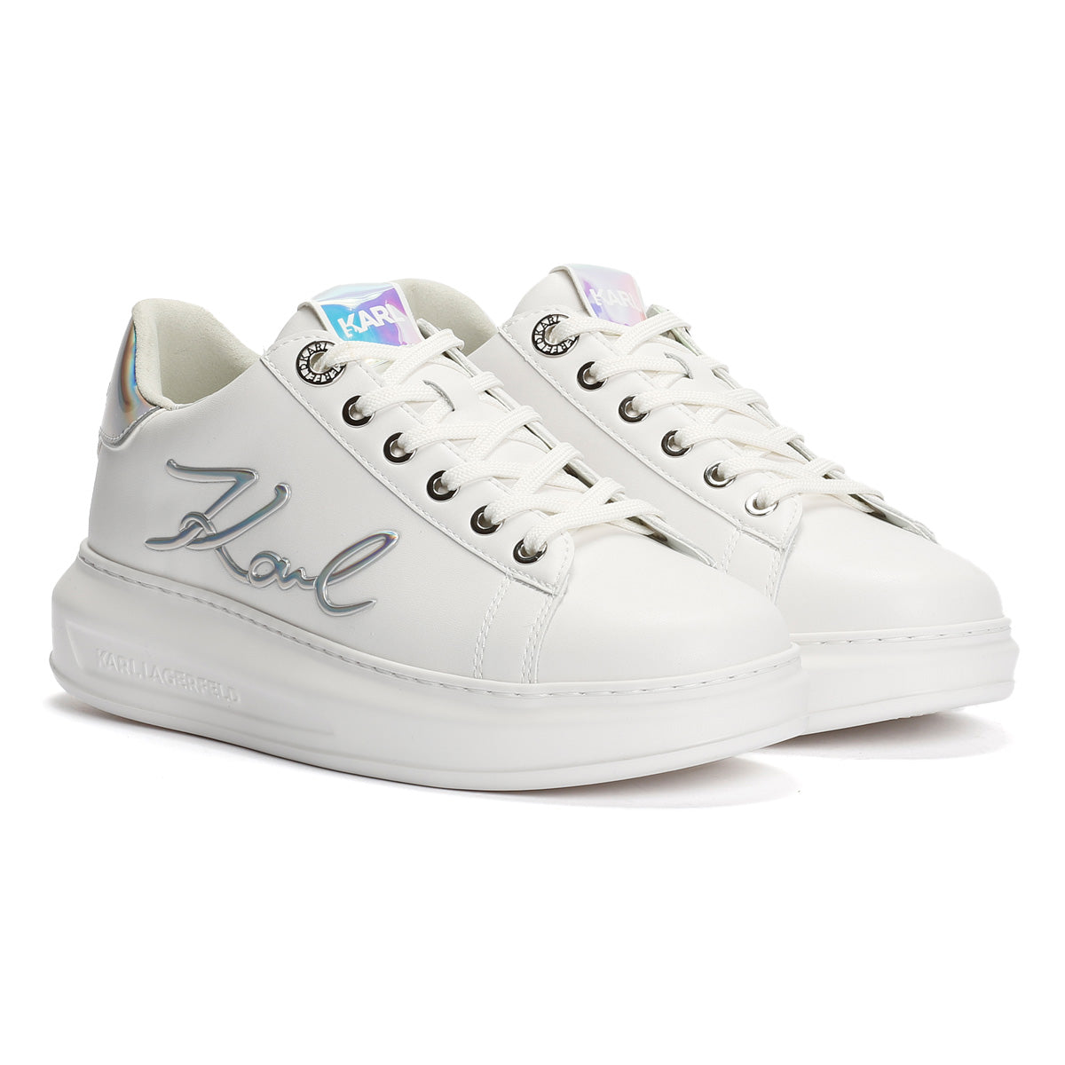 Karl Lagerfeld Kapri Signa Lace Womens White / Iridescent Trainers