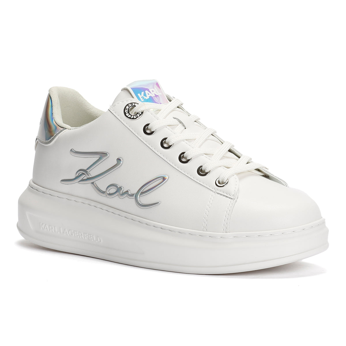Karl Lagerfeld Kapri Signa Lace Womens White / Iridescent Trainers