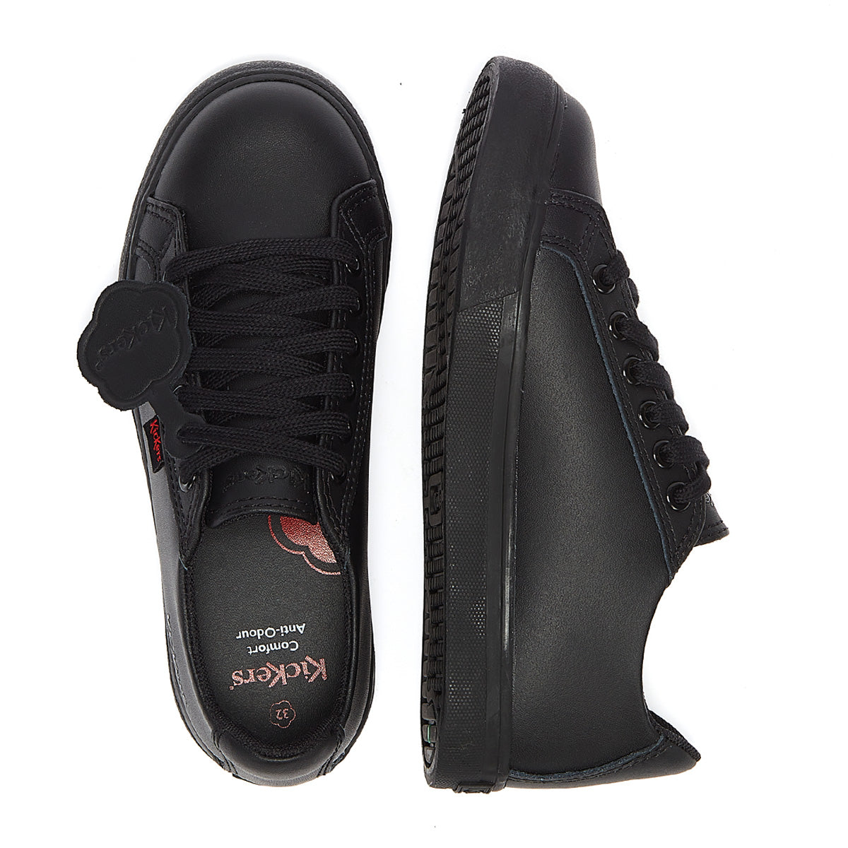 Kickers Tovni Lacer Leather Junior Black Trainers