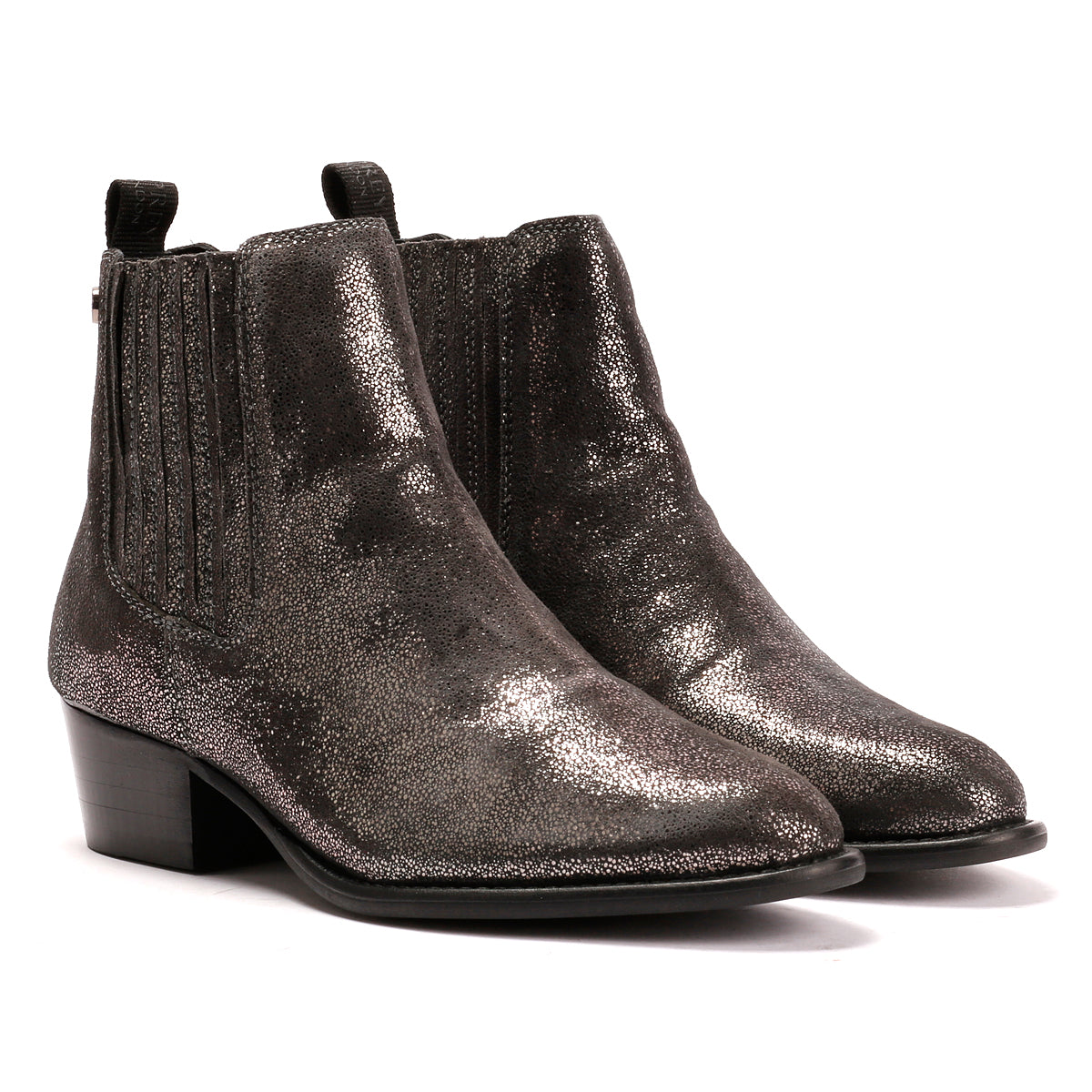 Osprey London The Janey Leather Women's Gunmetal Ankle Boots