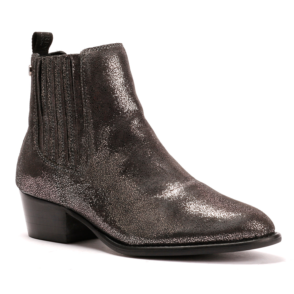 Osprey London The Janey Leather Women's Gunmetal Ankle Boots