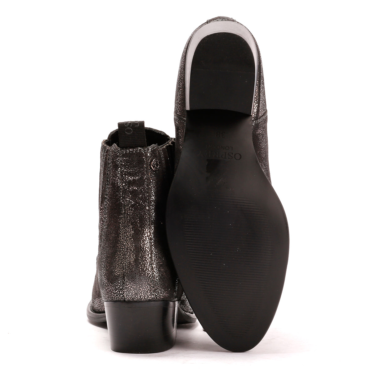 Osprey London The Janey Leather Women's Gunmetal Ankle Boots