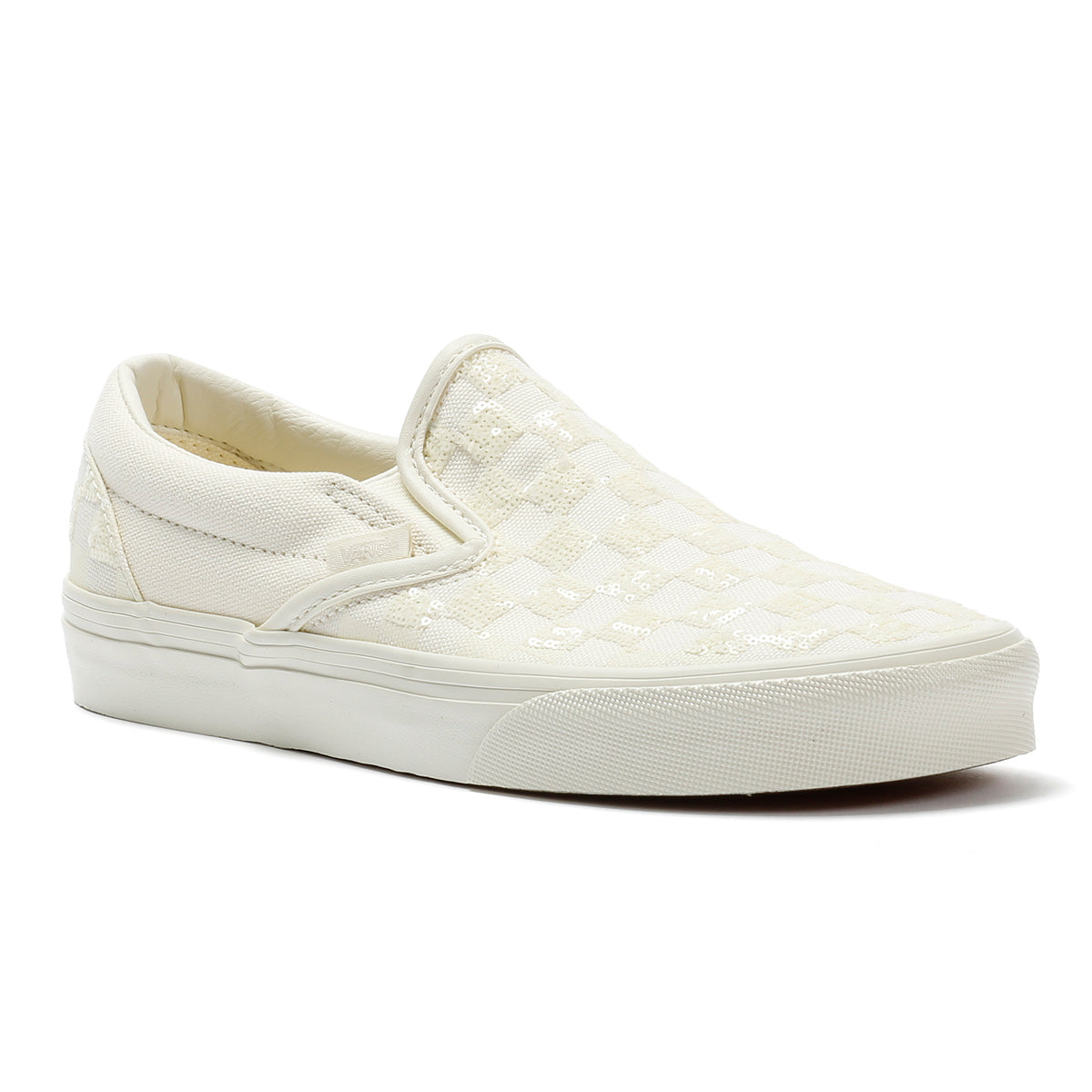 Vans Classic Slip-On  Women's Canvas White Beaded Checkerboard Trainers
