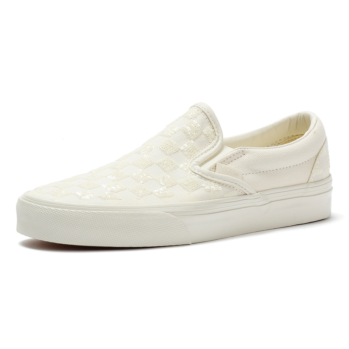 Vans Classic Slip-On  Women's Canvas White Beaded Checkerboard Trainers