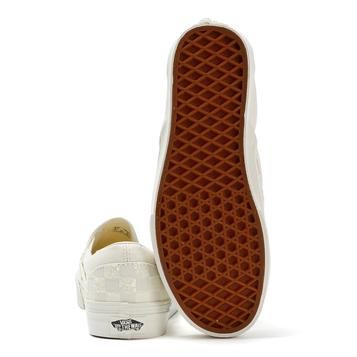 Vans Classic Slip-On  Women's Canvas White Beaded Checkerboard Trainers