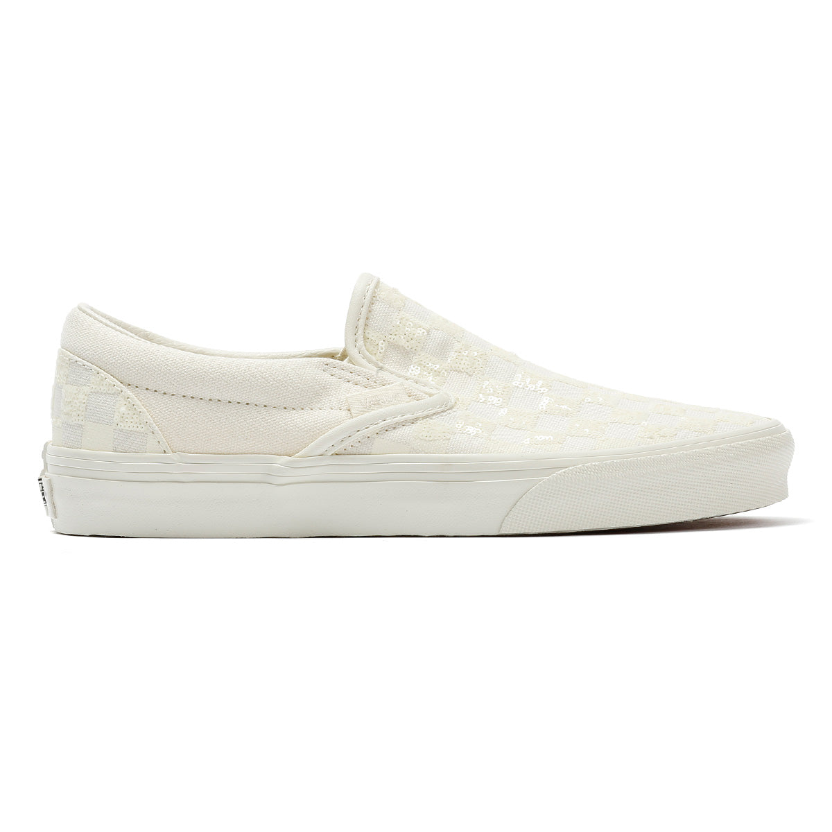 Vans Classic Slip-On  Women's Canvas White Beaded Checkerboard Trainers