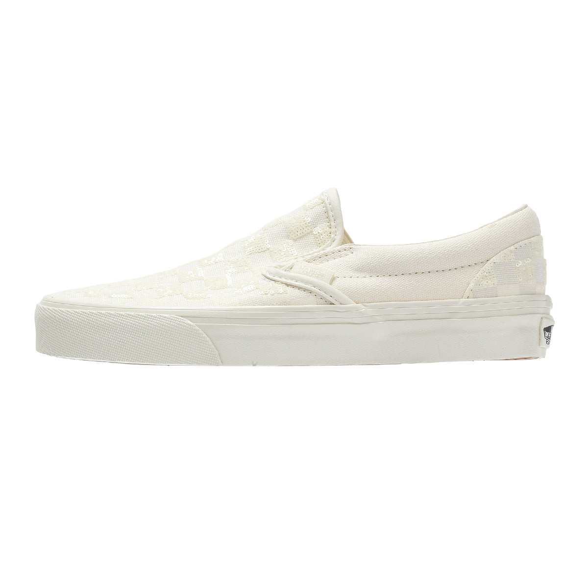 Vans Classic Slip-On  Women's Canvas White Beaded Checkerboard Trainers