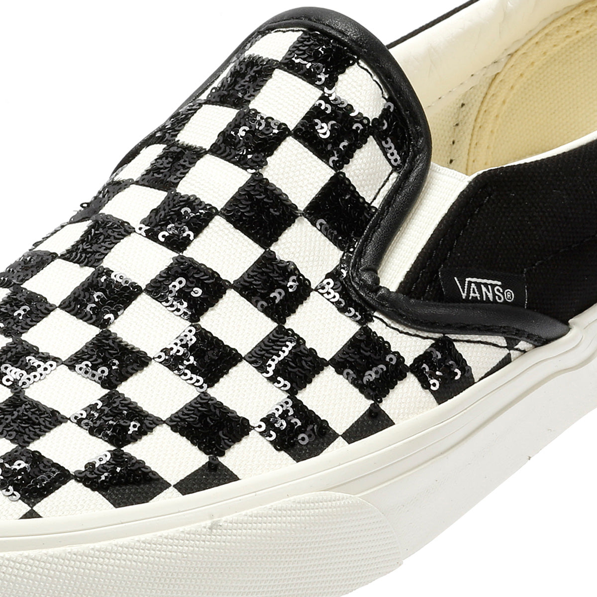 Vans Classic Slip-On Women's Canvas Black/White Beaded Checkerboard Trainers