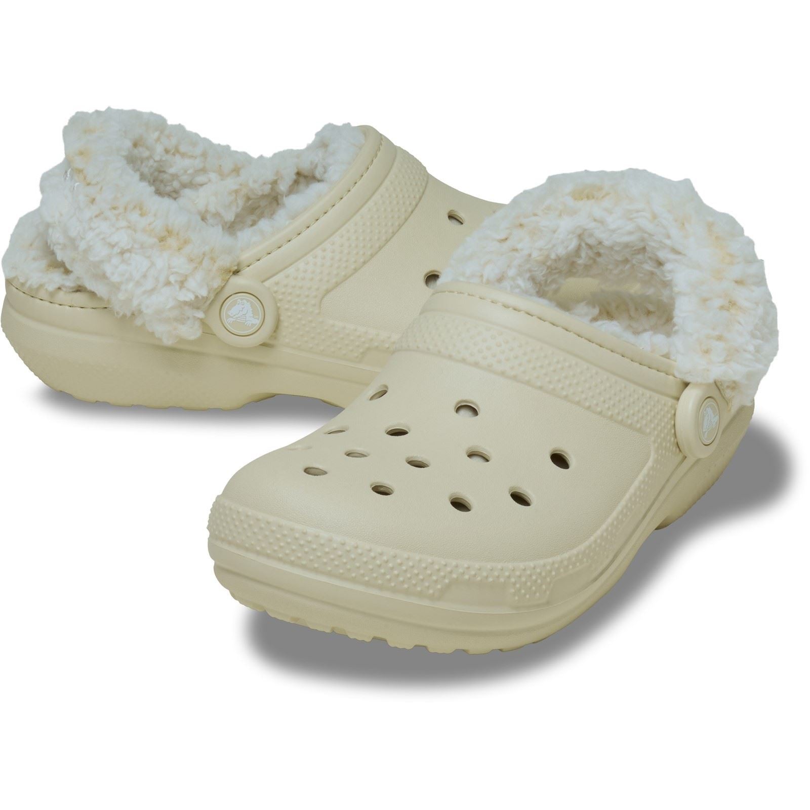 Crocs Classic Fleece Lined Polyester Blend Women's Bone Clogs