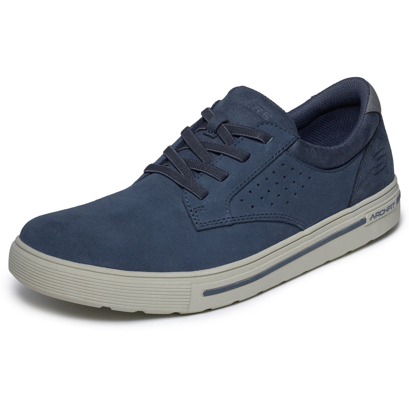 Skechers Arch Fit Solano 2.0 Rey Leather Men's Navy Suede Lace-Up Shoes