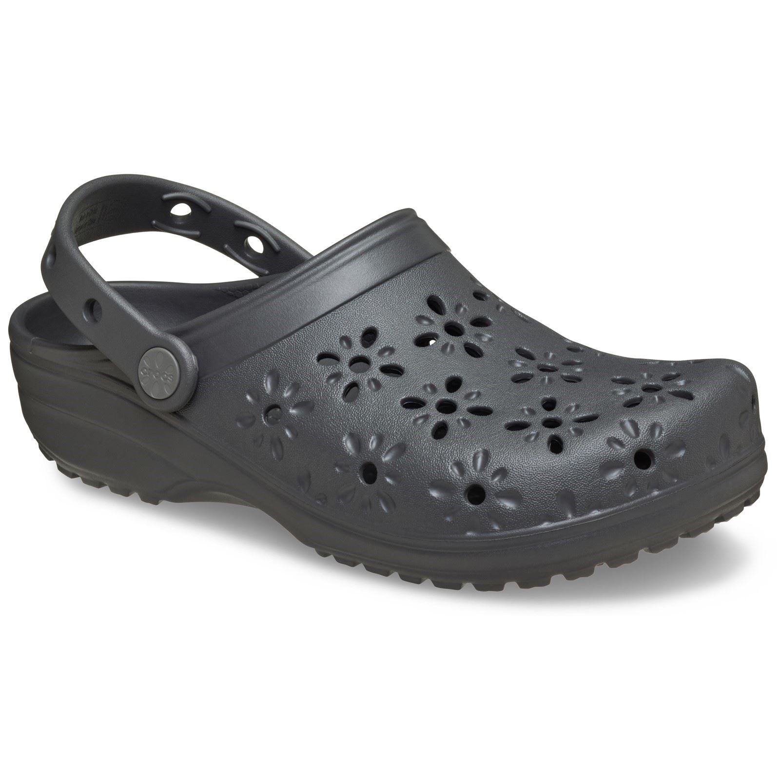 Crocs Classic Floral Cut Out Synthetic Black Sand Clogs