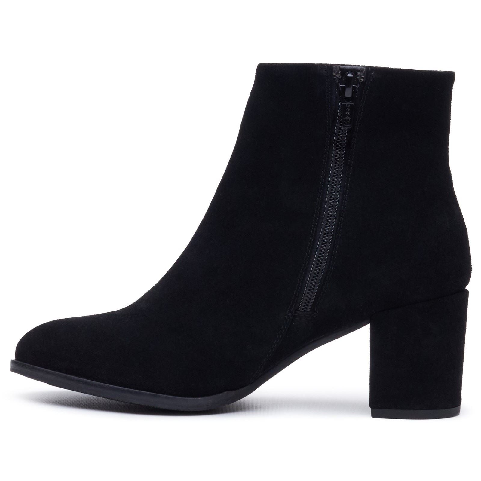 Hush Puppies Claridy Suede Leather Women's Black Heeled Ankle Boots