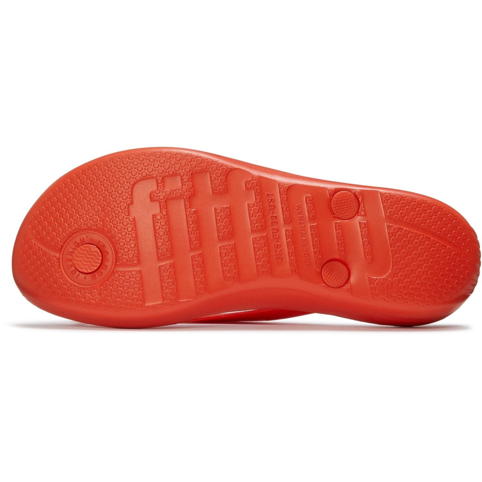 Fitflop iQushion Glossy-Button Polyurethane Women's Cherry Tomato Flip Flops