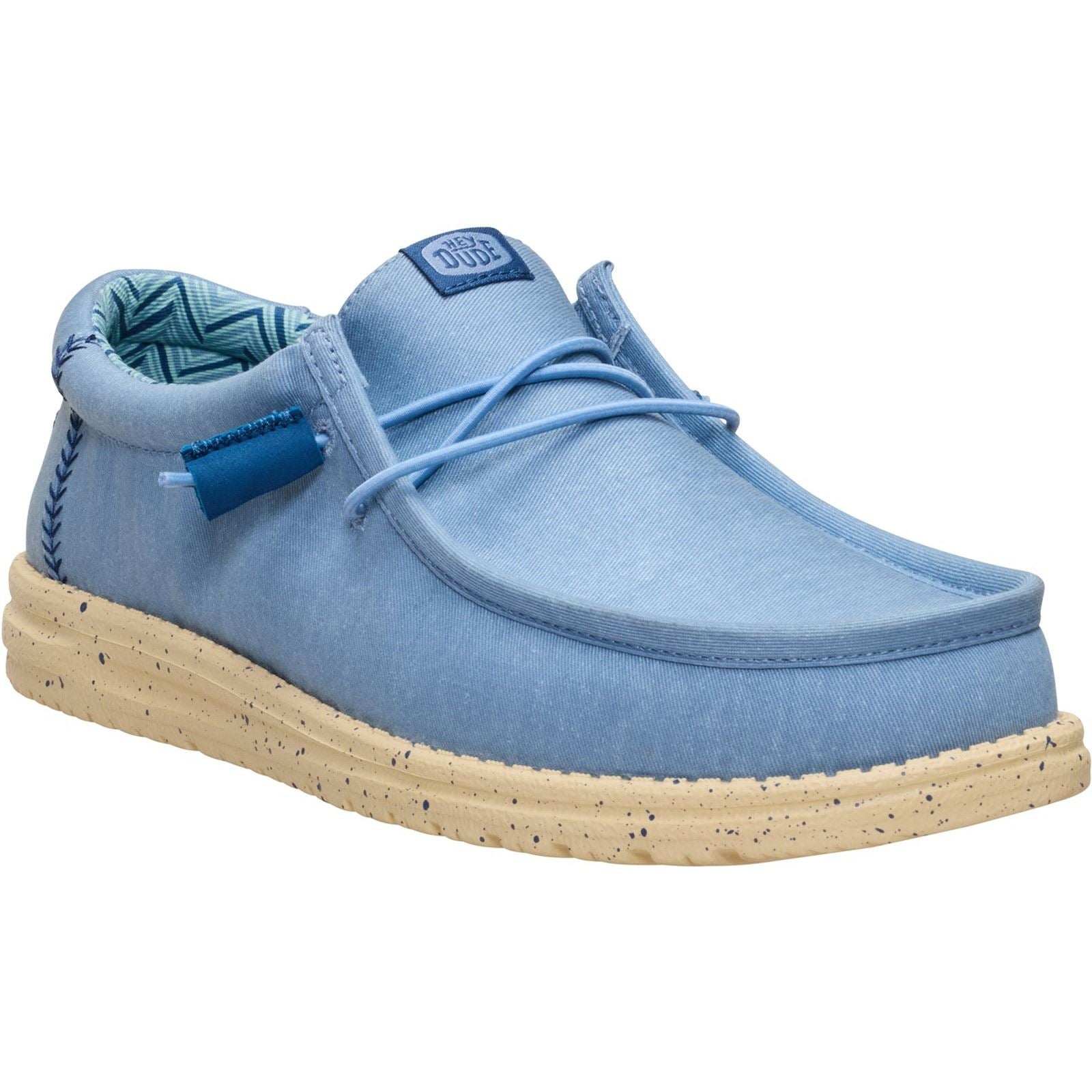 HEYDUDE Wally Stretch Canvas Textile Men's Faded Denim/Boulder Tan Loafers