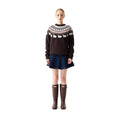 Hunter Ashie Crew Fair Isle Knit Polyester Women's Chocolate Crew Neck Jumpers