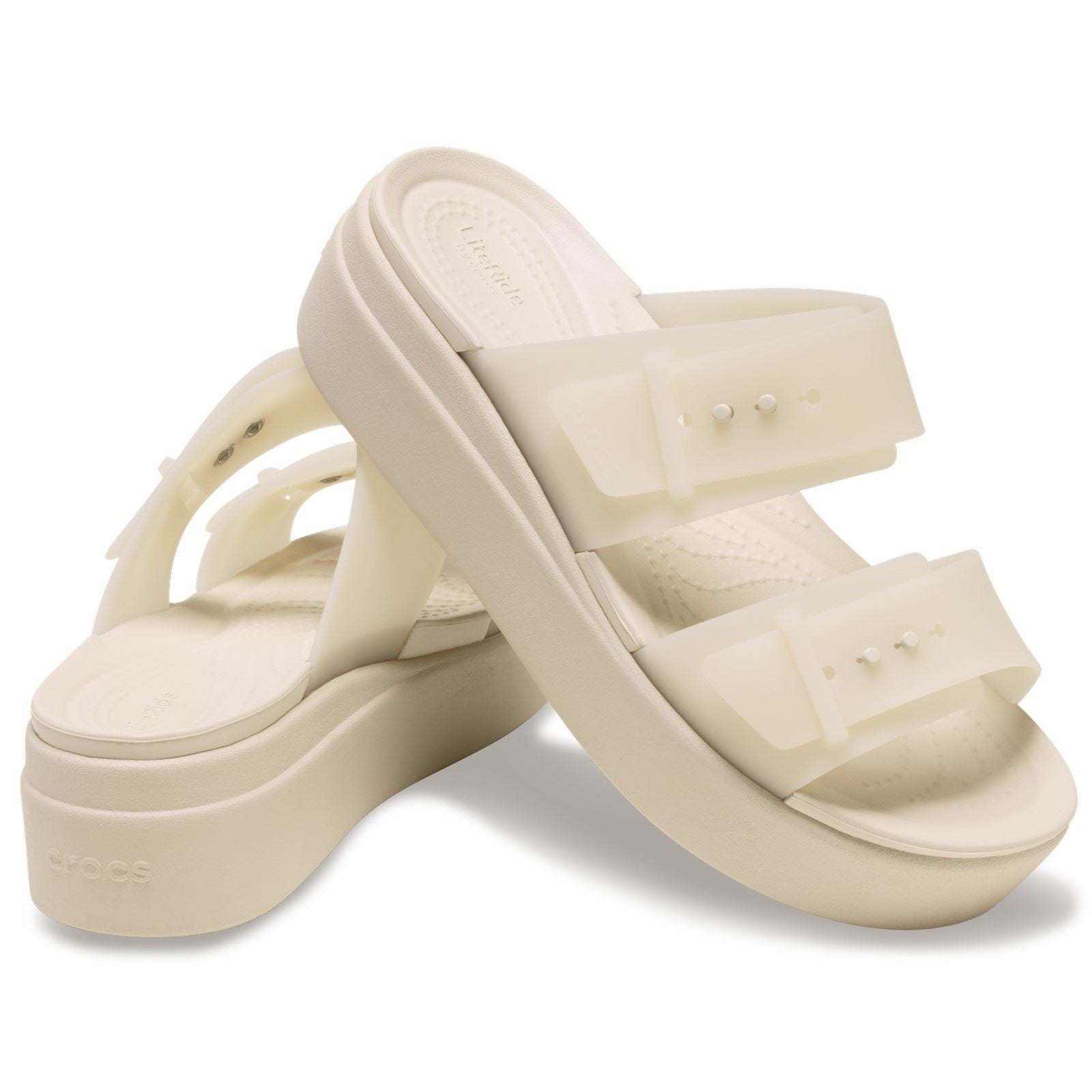 Crocs Brooklyn Buckle Low Wedge Women's Sandstone Sandals