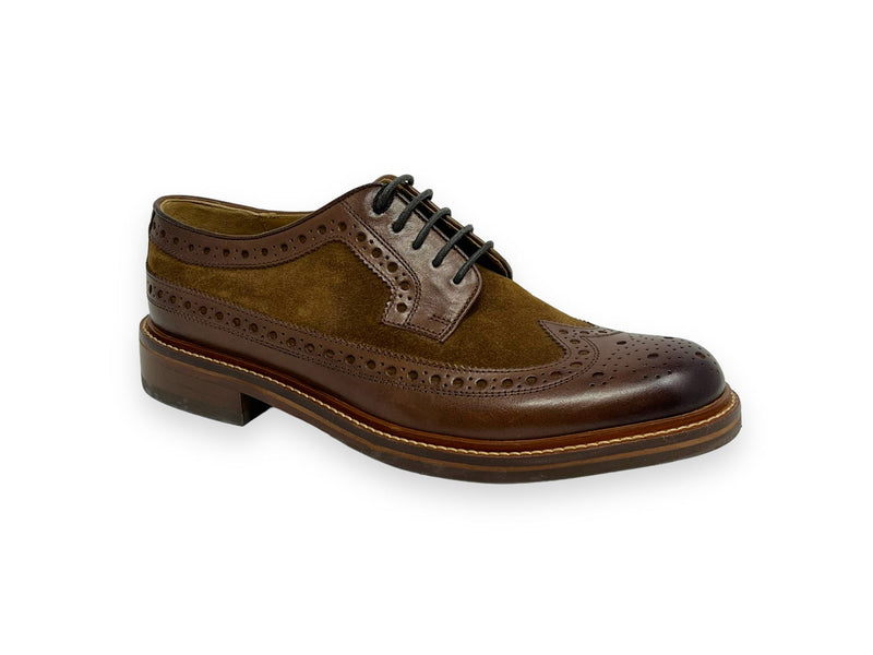 Chapman & Moore Longwing Brogue Leather/Suede Men's Mahogany/Tobacco Shoes