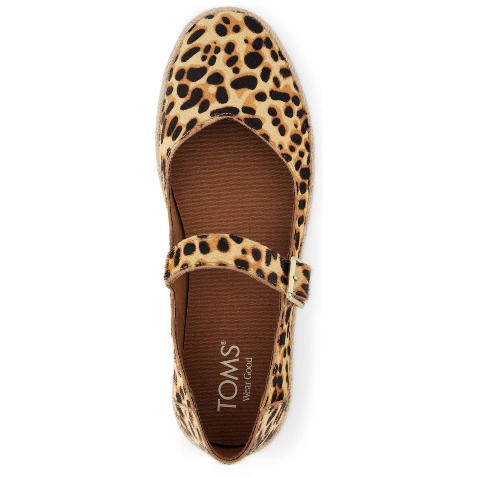 TOMS Carolina Mary Jane Leather Women's Leopard Print Espadrilles