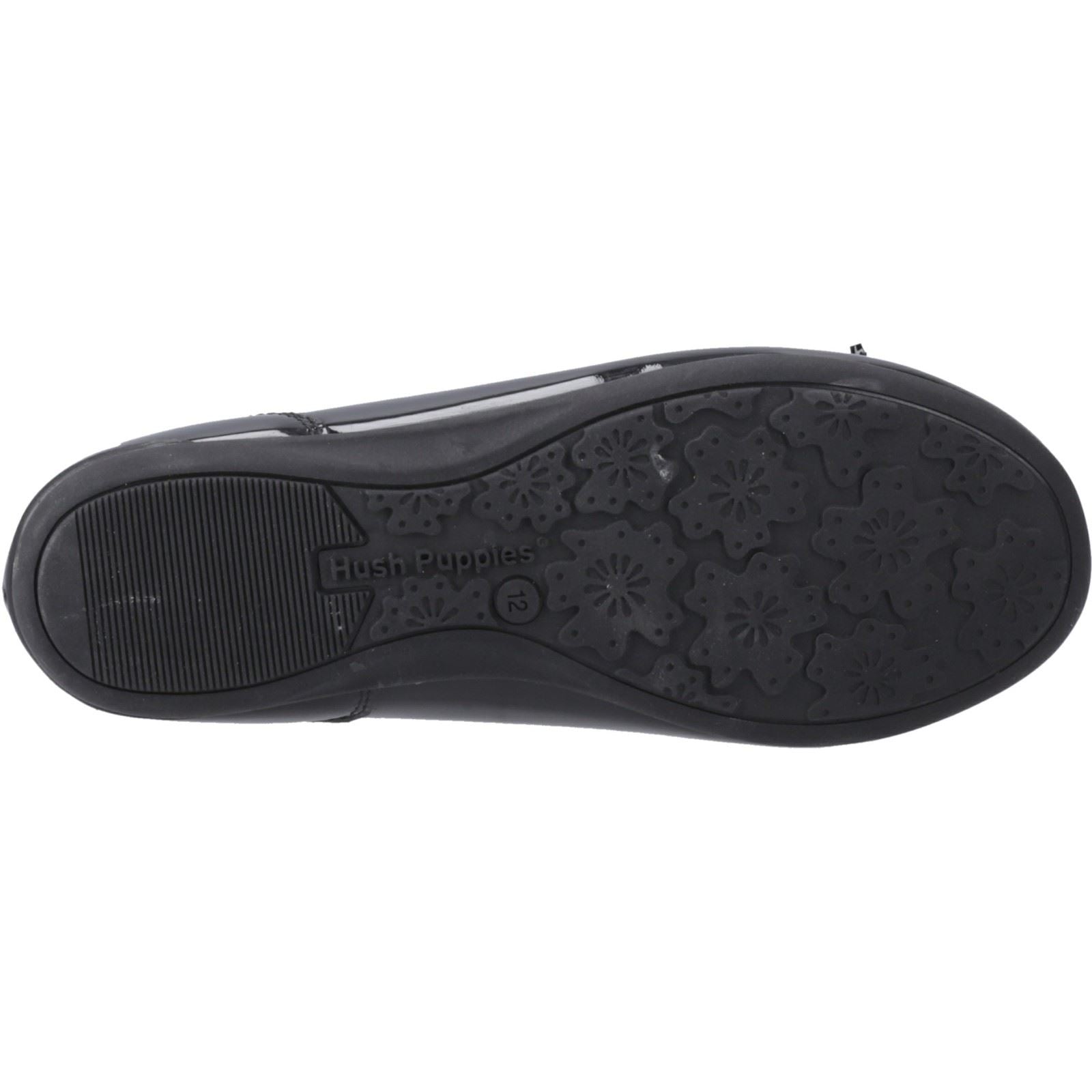Hush Puppies Lillie Ballerina Patent Leather Youth Girl's Black Ballet Flats