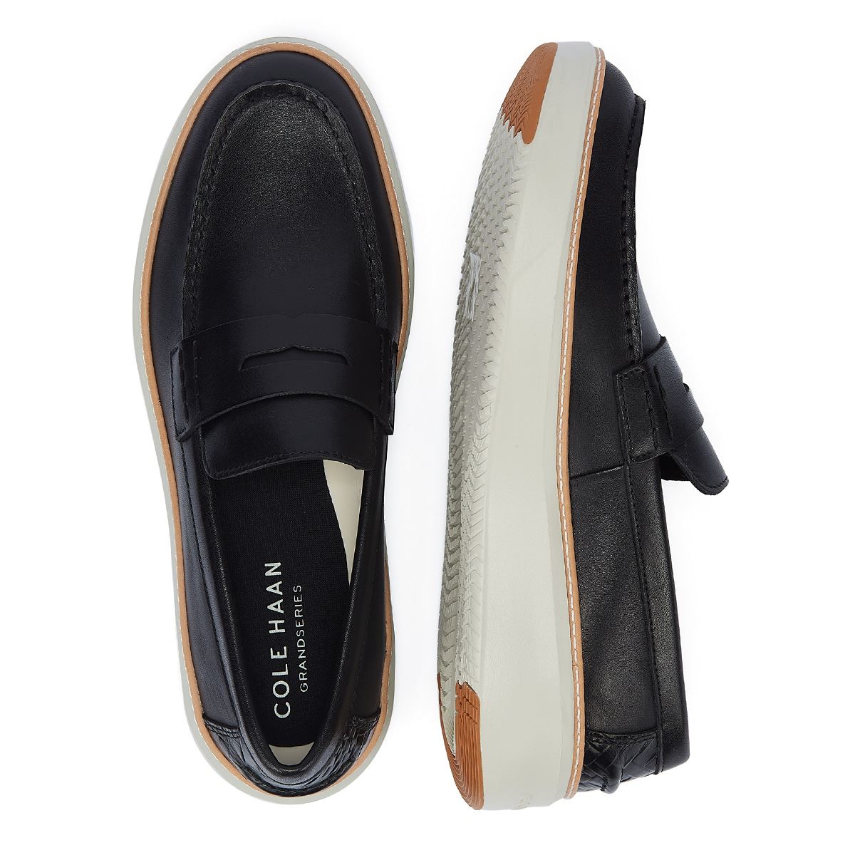 COLE HAAN TOPSPIN MEN'S BLACK LEATHER LOAFERS