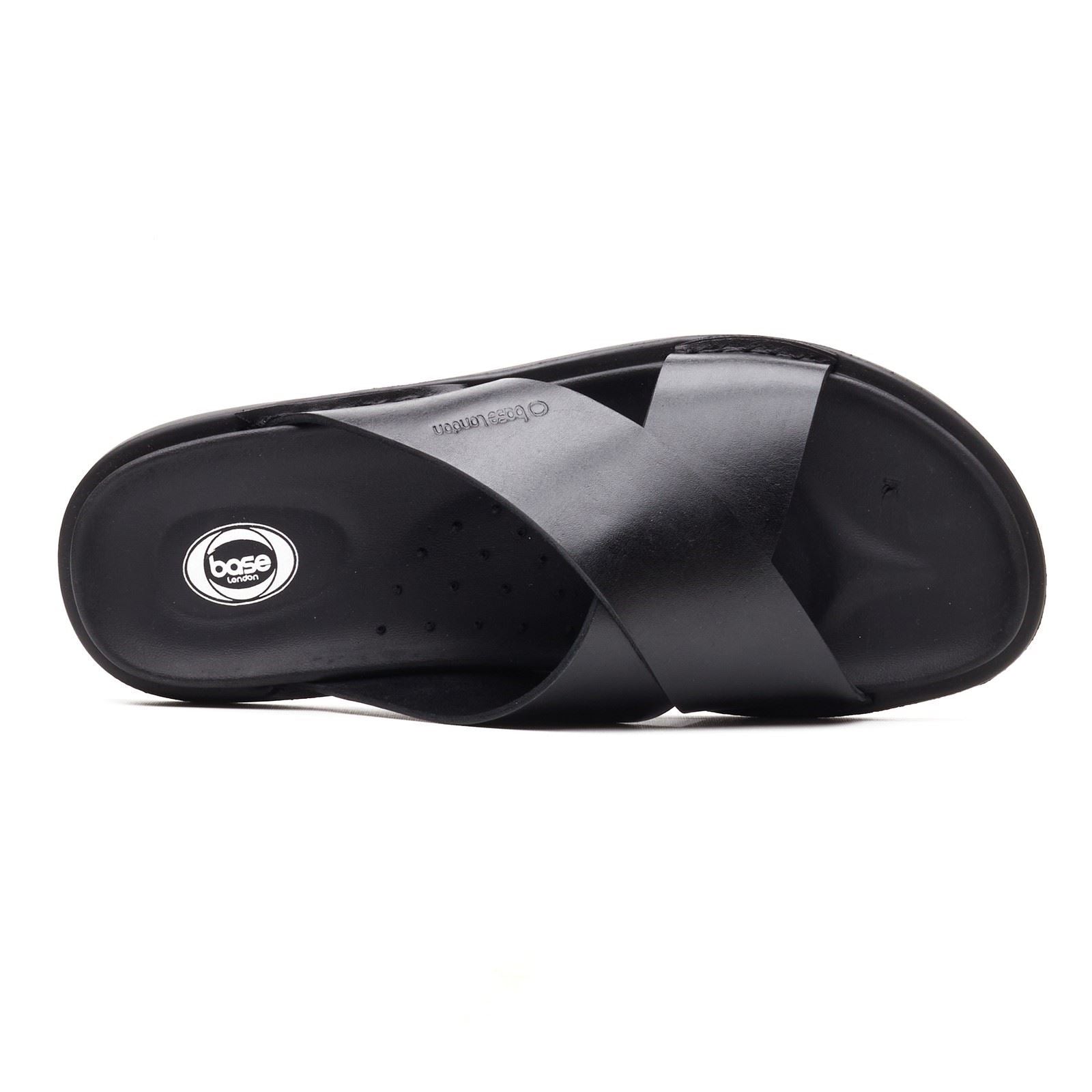 Base London Drift Leather Men's Black Sandals