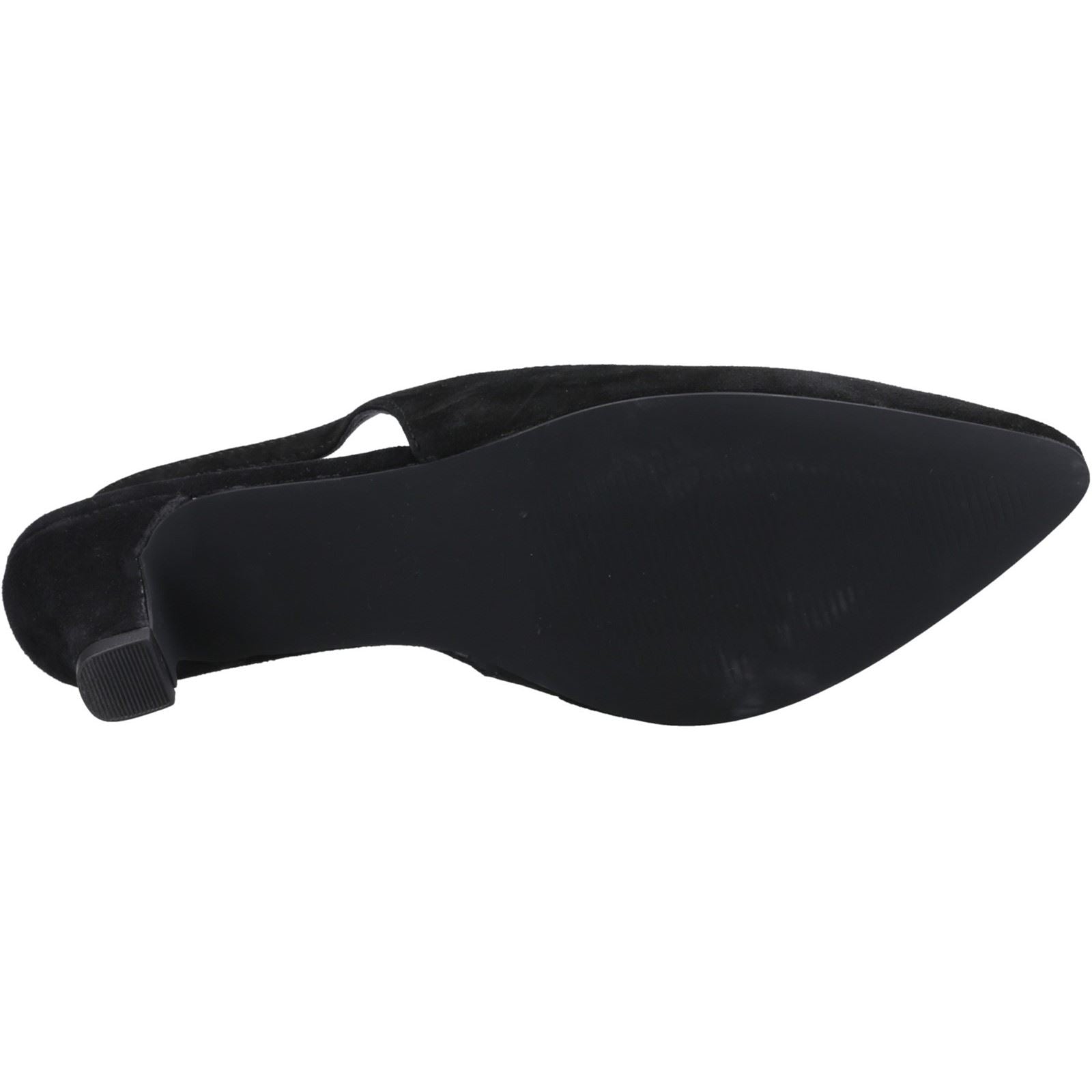 Hush Puppies Nahla Suede Heel Leather Women's Black Round Slingback Shoes