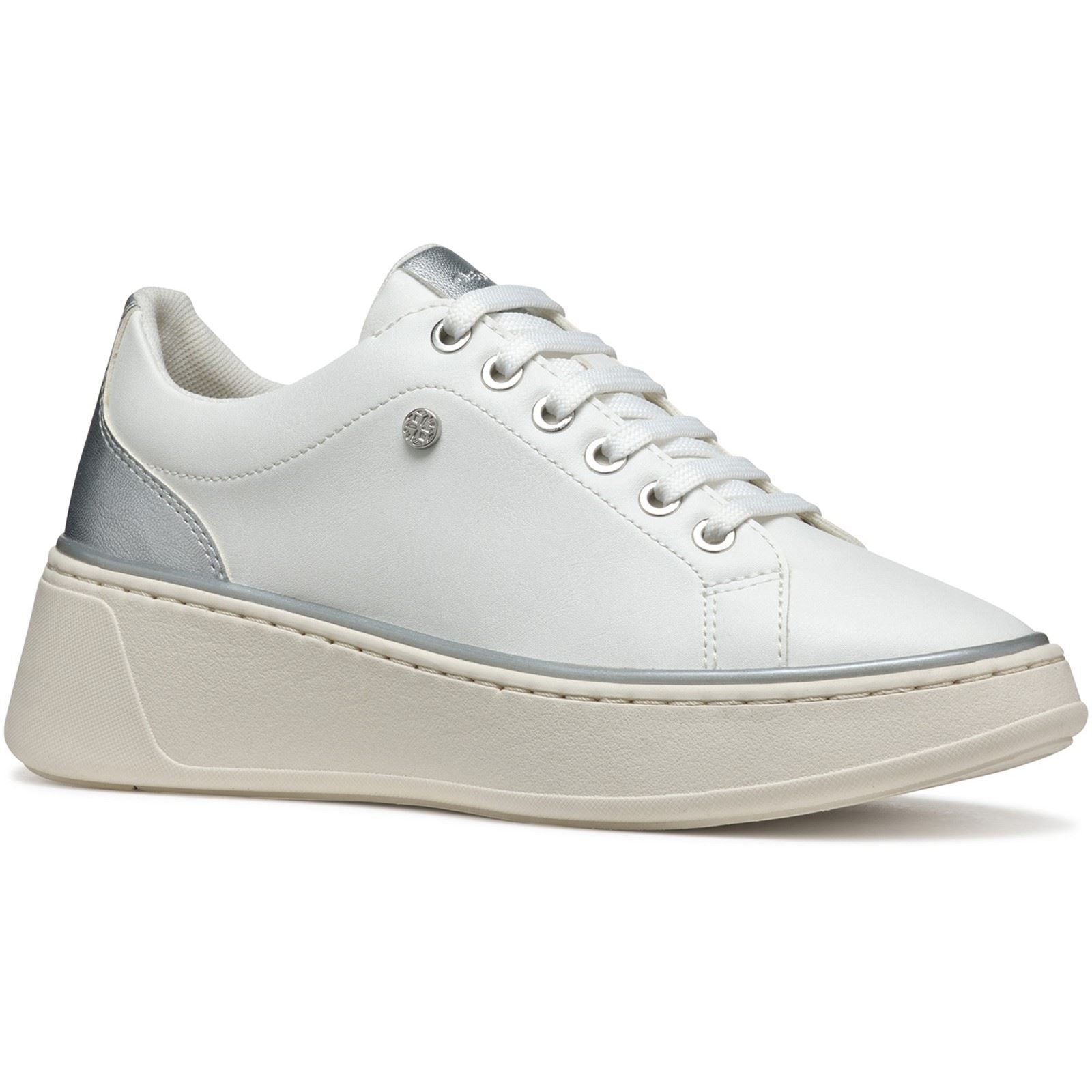 Geox D SUNNETTY Synthetic Women's White/Silver Trainers