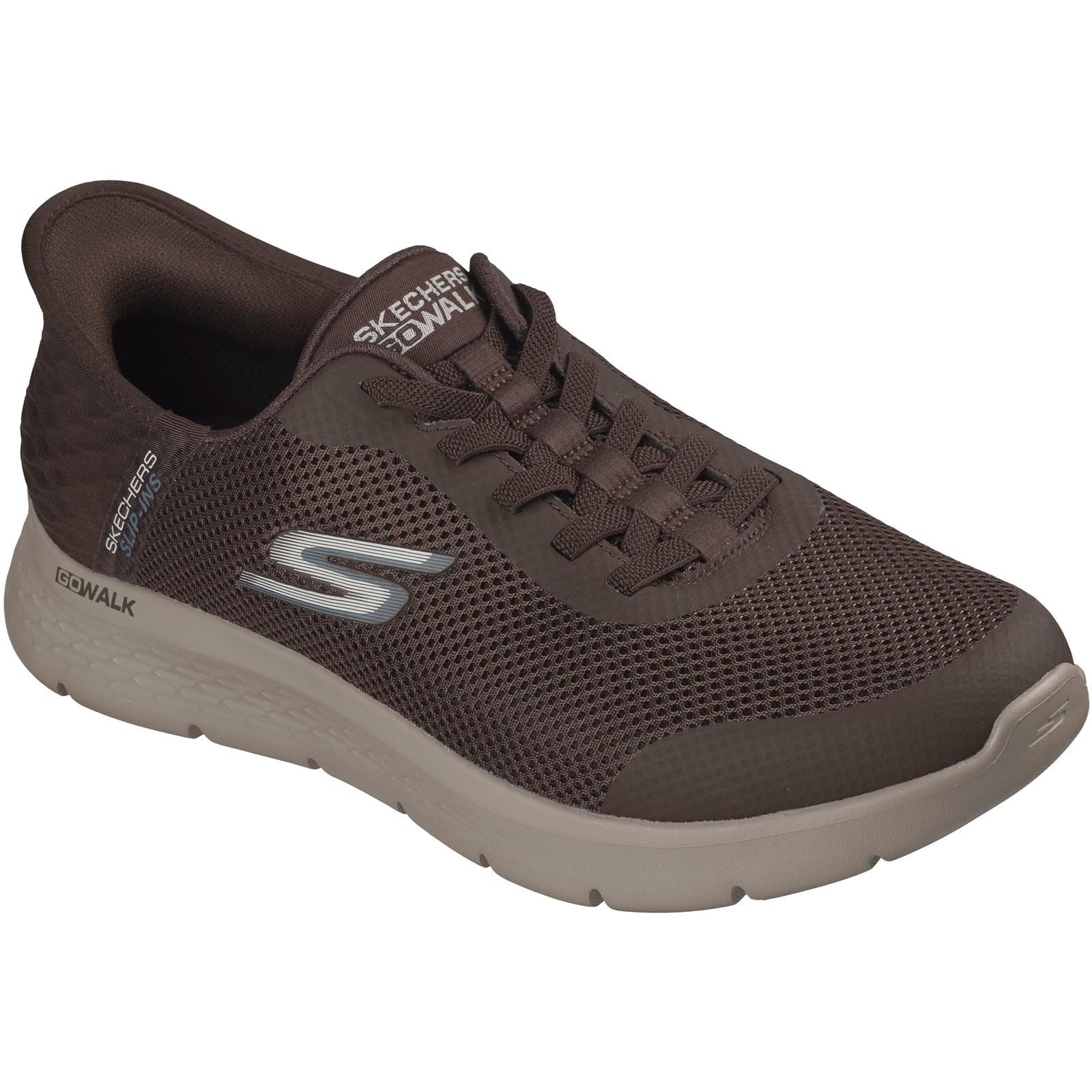 Skechers GO WALK Flex Hands Up Textile Men's Brown Trainers