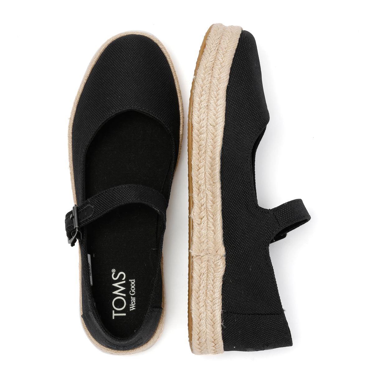 TOMS Carolina Mary Jane Textile Women's Black Espadrilles